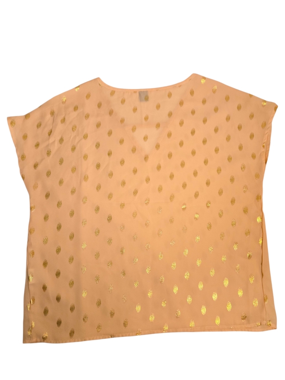 SHEIN Peach V-Neck Top with Gold Foil Dots Size M - Picture 3 of 4